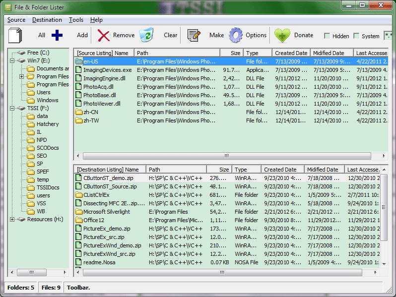 Screenshot of File & Folder Lister