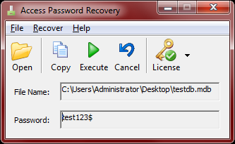Screenshot of Access Password Recovery
