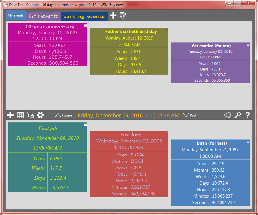 Free events countdown timer and time tracker.