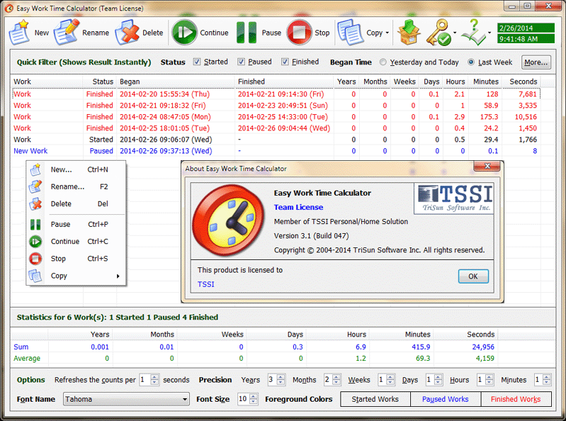Easy Work Time Calculator Screenshot