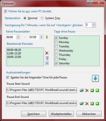 Optionen-Schnittstelle Optionen-Schnittstelle