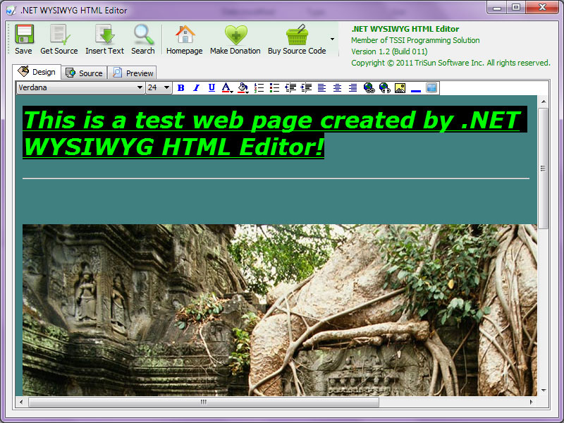 .NET WYSIWYG HTML Editor screenshot