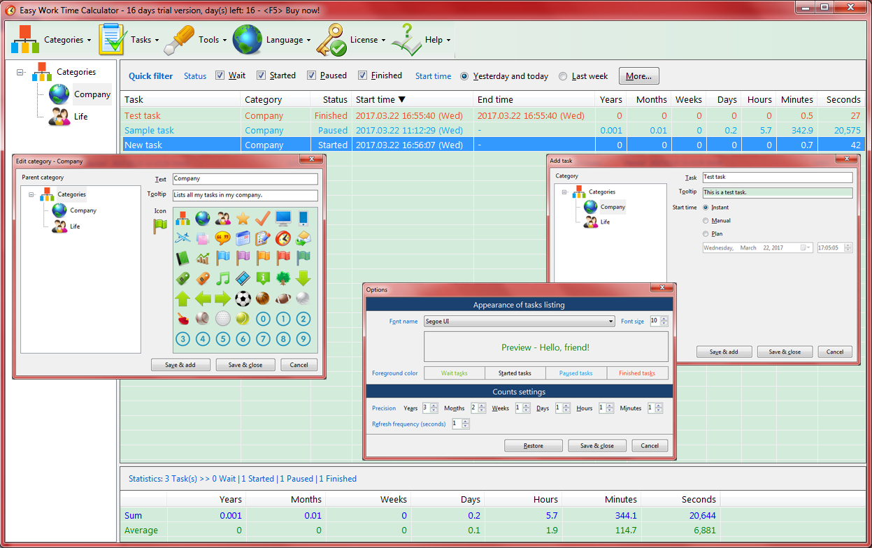 work timer calculator tample