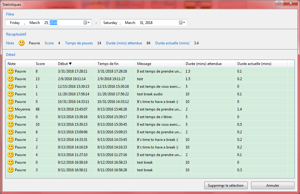 Interface de statistiques. Interface de statistiques.