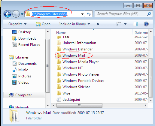 Copy Windows Mail Full Path