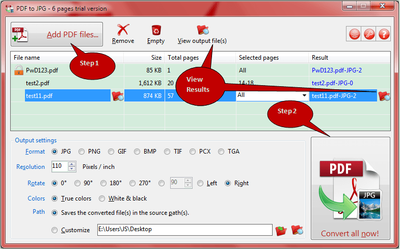 PDF to TIFF Converter Interface