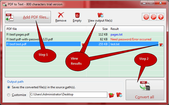 PDFToText converter Interface