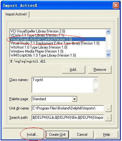 Use Visual Graph ActiveX Control in Delphi 6 B