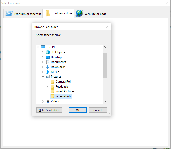 Select folder or drive