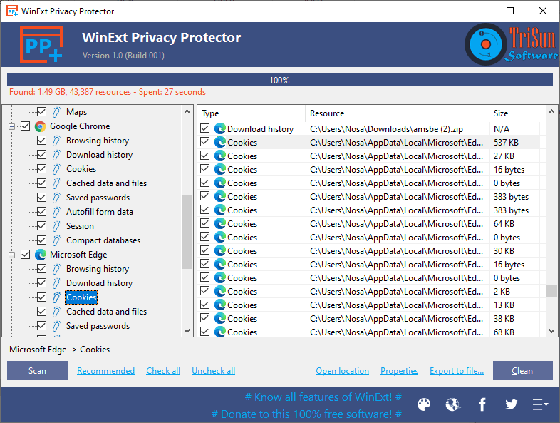 WinExt Privacy Protector screenshot